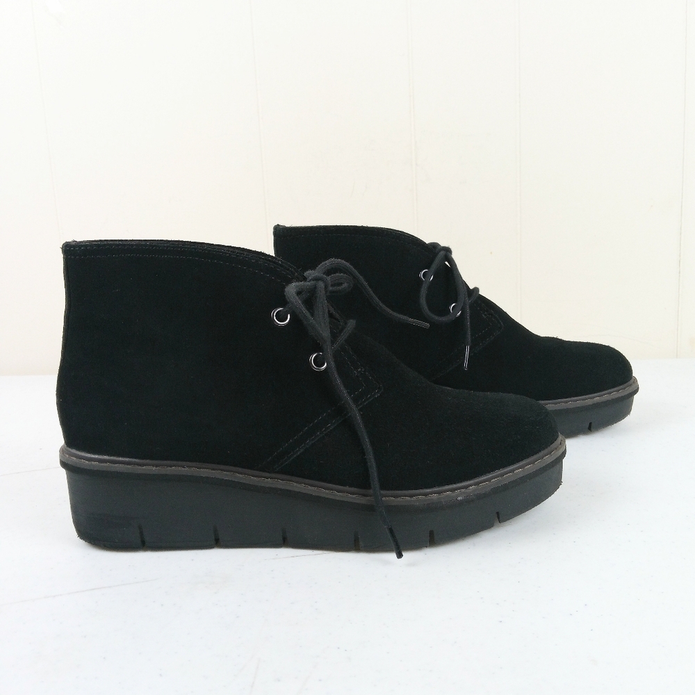 Clarks Women Black Suede Ankle Boots 8.5